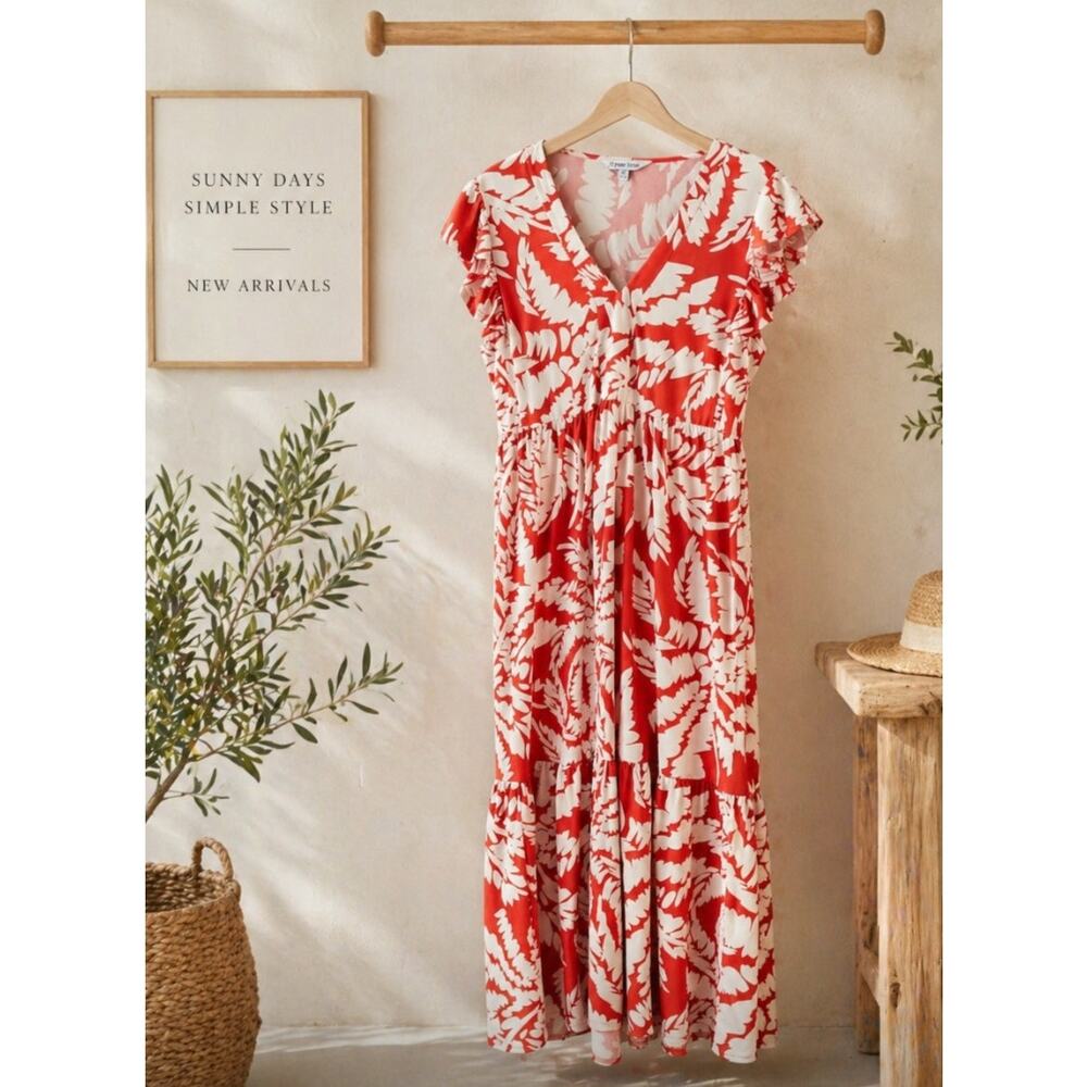 La Mer Luxe Red Tropical Maxi Dress XS